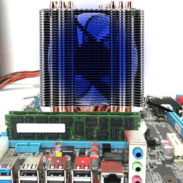 Temperature Control 6 Heatpipe Dual-Tower CPU Cooler, Quiet 800-2200 CPU Air Cooler, Suitable for AMD, Intel 775, 1150, 1151, 1155, 1156, 1366(Blue Light)