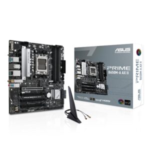 ASUS Prime B650M-A AX II AMD B650 AM5 Ryzen™ Desktop 9000 8000 & 7000 Micro-ATX mATX Motherboard, DDR5, PCIe 5.0 M.2, 2.5Gb LAN, Wi-Fi 6, DisplayPort, HDMI®, BIOS Flashback™ (Renewed)