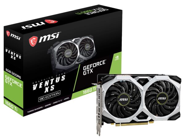 MSI Gaming GeForce GTX 1660 Ti 6GB GDRR6 - 192-bit HDMI/DP, Dual Fan, VR Ready, OC Graphics Card for Gaming PC, NVIDIA Video Card GPU (GTX 1660 TI Ventus XS 6G OC) Computer Graphics Cards (Renewed)