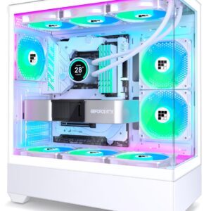 FOIFKIN PC Case - Pre-Installed 5 PWM ARGB Fan, ATX Mid-Tower Gaming PC Case, Type-C,FOIFKIN (White, F1)