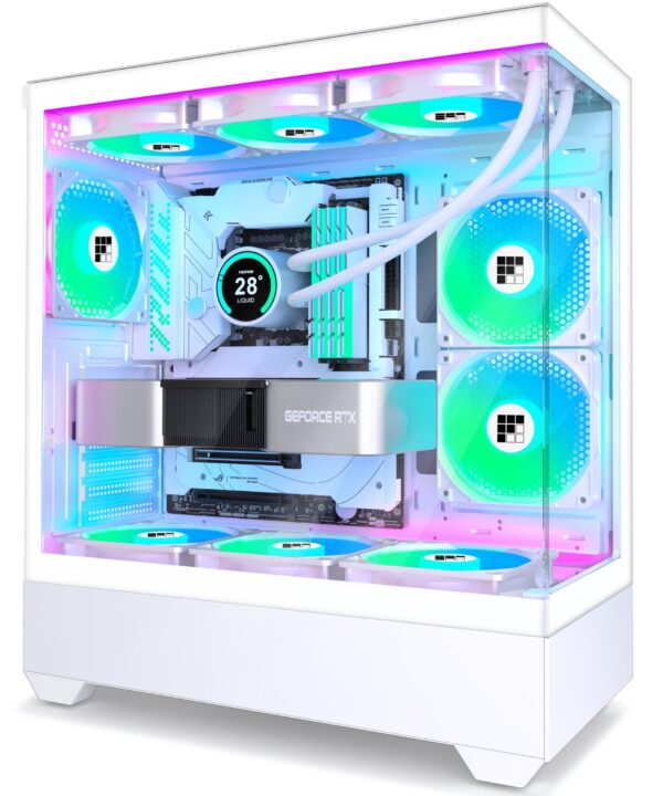 FOIFKIN PC Case - Pre-Installed 5 PWM ARGB Fan, ATX Mid-Tower Gaming PC Case, Type-C,FOIFKIN (White, F1)