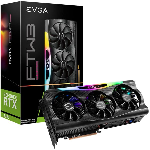 EVGA GeForce RTX 3080 FTW3 Ultra Gaming, 10G-P5-3897-KL, 10GB GDDR6X, iCX3 Technology, ARGB LED, Metal Backplate, LHR (Renewed)