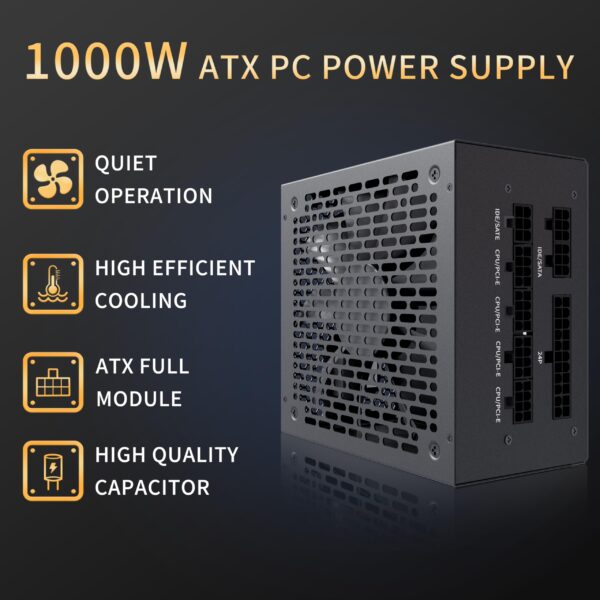 MUSETEX NN8 PC CASE ATX 6 PWM ARGB Fans Pre-Installed Bundled 1000W PC Power Supply - Image 6