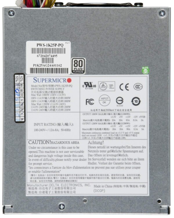 Supermicro 1200w ATX12V Power Supply - 1 kW, 1.20 kW - Internal - 110 V AC, 220 V AC (PWS-1K25P-PQ) (Renewed) - Image 2