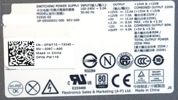 255W Power Supply Fits Dell Optiplex 360 760 780 960, Compatible Part Numbers: PW115 F233T N805F D326T V6V76 X472M FR607 N804F, Compatible Model Numbers: L255EM-01 H255PD-00 F255E-00 (Renewed) - Image 2