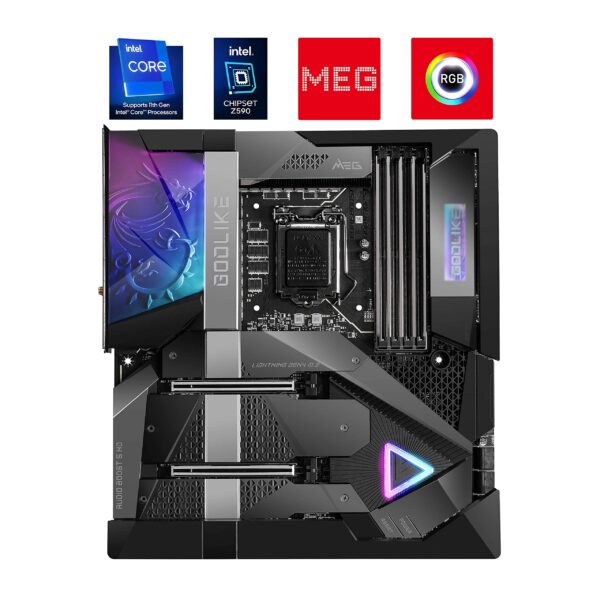 MSI MEG Z590 GODLIKE Gaming Motherboard (E-ATX, 11th/10th Gen Intel Core, LGA 1200 Socket, DDR4, PCIe 4, SLI/CFX, M.2 Slots, Thunderbolt, Wi-Fi 6E, Mystic Light RGB) (Renewed) - Image 2
