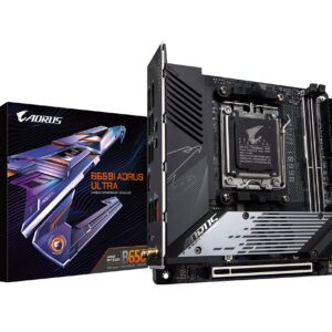 GIGABYTE B650I AORUS Ultra (AM5/ LGA 1718/ AMD/ B650/ Mini-ITX/ DDR5/ PCIe 5.0 M.2/ PCIe 5.0/ USB 3.2 Gen2X2 Type-C/Wi-Fi 6E/ Intel 2.5GbE LAN/Q-Flash Plus/EZ-Latch/Motherboard) (Renewed)