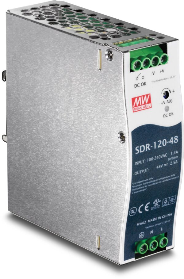TRENDnet 120 W Single Output Industrial DIN-Rail Power Supply, Extreme -25 to 70 °C (-13 to 158 °F) Operating Temp, TI-S12048 (Renewed)
