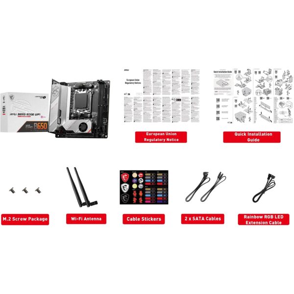 MSI MPG B650I Edge WiFi Computer Gaming Motherboard (AM5, Mini-ITX, DDR5, PCIe 4.0, M.2, SATA 6Gb/s, USB 3.2 Gen 2, HDMI, Wi-Fi 6E, AMD Ryzen 7000 Series) AMD PC Motherboards (Renewed) - Image 7