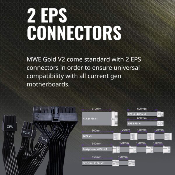 Cooler Master MWE Gold 850 V2 Full Modular, 850W, 80+ Gold Efficiency, 2 EPS Connectors, 120mm HDB Fan, Semi-fanless Operation, 5 Year Warranty (Renewed) - Image 4