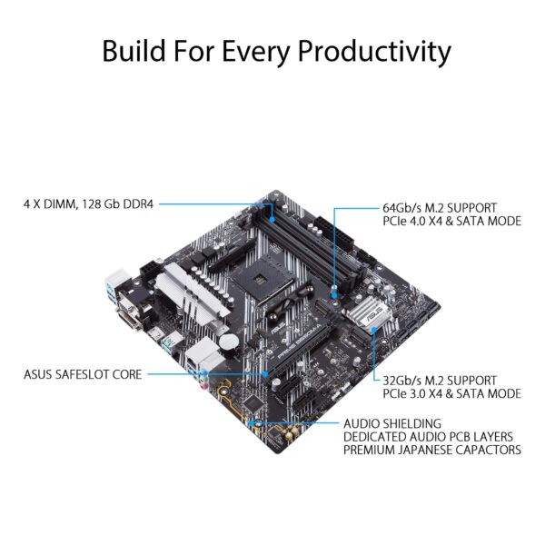 ASUS Prime B550M-A WiFi II AMD AM4 (3rd Gen Ryzen™) Micro ATX Motherboard (PCIe 4.0, WiFi 6, ECC Memory, 1Gb LAN, HDMI 2.1/D-Sub, 4K@60HZ, Addressable Gen 2 RGB Header and Aura Sync) (Renewed) - Image 3