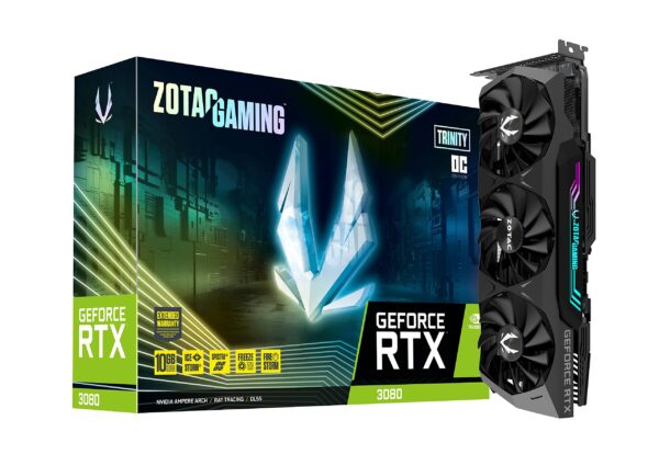 ZOTAC Gaming GeForce RTX™ 3080 Trinity OC LHR 10GB GDDR6X 320-bit 19 Gbps PCIE 4.0 Gaming Graphics Card, IceStorm 2.0 Advanced Cooling, Spectra 2.0 RGB Lighting, ZT-A30800J-10PLHR (Renewed)