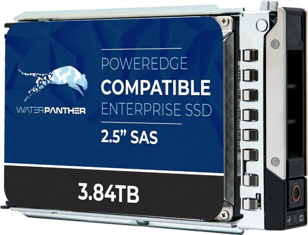 Water Panther 3.84TB SAS 12Gbps 2.5-inch x 15mm Enterprise SSD in 14G/15G/16G Tray Compatible with Dell PowerEdge Servers 0N85XX 0X8F87 R340 R640 R450 R650 C6600 NX440 T440 (Renewed)