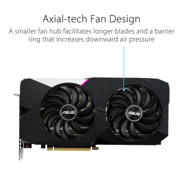 ASUS Dual NVIDIA GeForce RTX 3060 Ti V2 OC Edition Gaming Graphics Card (PCIe 4.0, 8GB GDDR6 Memory, LHR, HDMI 2.1, DisplayPort 1.4a, Axial-tech Fan Design, Dual BIOS, Protective Backplate) (Renewed) - Image 3