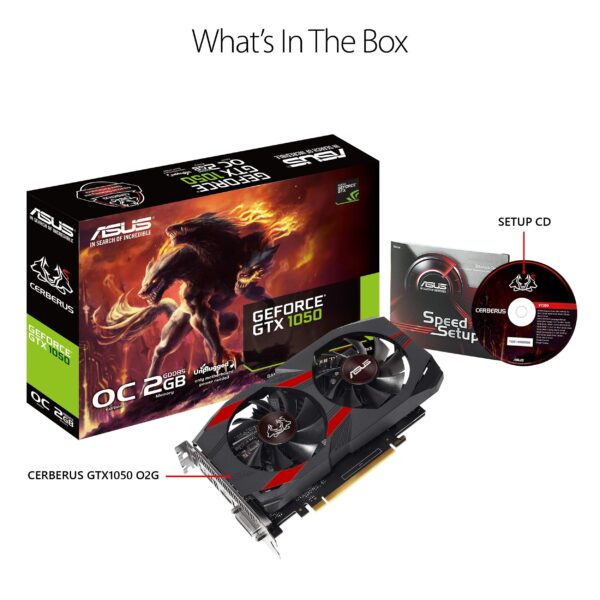 ASUS Geforce GTX 1050 OC Edition 2GB GDDR5 DVI-D HDMI DP 1.4 Gaming Graphics Card Graphic Cards CERBERUS-GTX1050-O2G (Renewed) - Image 5