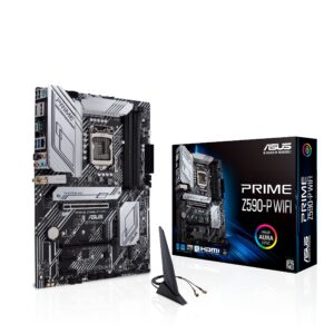 ASUS Prime Z590-P WiFi LGA 1200 (Intel 11th/10th Gen) ATX Motherboard (PCIe 4.0, 3X M.2 WiFi 6, 2.5Gb LAN, Front Panel USB 3.2 Gen 2 USB Type-C, Thunderbolt 4 Support Aura Sync RGB) (Renewed)