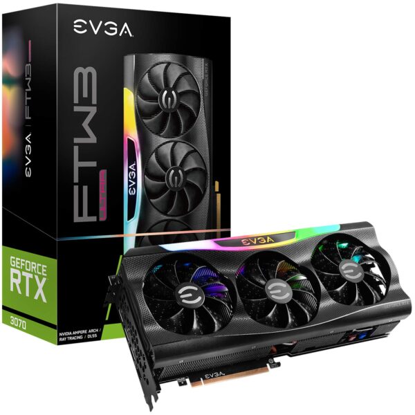 EVGA GeForce RTX 3070 FTW3 Ultra Gaming, 08G-P5-3767-KL, 8GB GDDR6, iCX3 Technology, ARGB LED, Metal Backplate, LHR (Renewed)