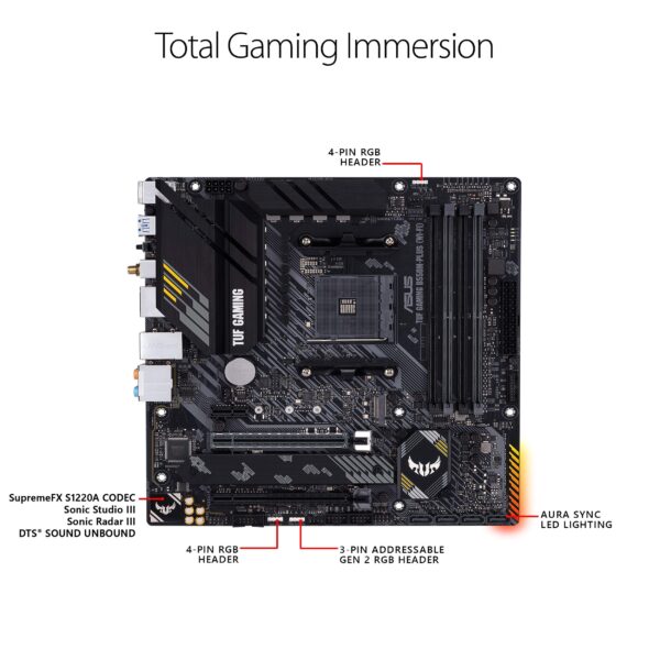 ASUS TUF Gaming B550-PLUS WiFi II AMD AM4 (3rd Gen Ryzen™) ATX Gaming Motherboard (PCIe 4.0, WiFi 6, 2.5Gb LAN, BIOS Flashback, USB 3.2 Gen 2, Addressable Gen 2 RGB Header and Aura Sync) (Renewed) - Image 2