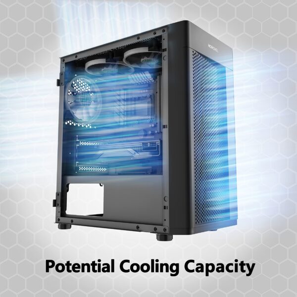 MOROVOL 2pcs 120mm ARGB Fans Pre-Installed 2 x USB 3.0 Mesh (Micro-ATX) Matx Computer Case, Opening Tempered Glass Panels Airflow Computer Chassis Gaming PC Case Desktop Cases,TW7-S2-BL - Image 2