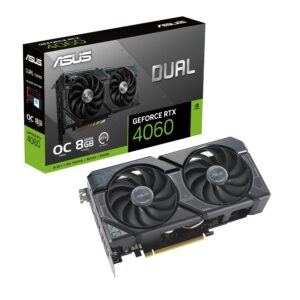 ASUS Dual GeForce RTX™ 4060 OC Edition 8GB GDDR6 (PCIe 4.0, 8GB GDDR6, DLSS 3, HDMI 2.1a, DisplayPort 1.4a, 2.5-Slot Design, Axial-tech Fan Design, 0dB Technology, and More) (Renewed)