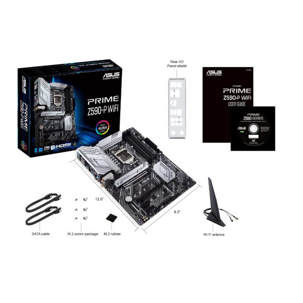 ASUS Prime Z590-P WiFi LGA 1200 (Intel 11th/10th Gen) ATX Motherboard (PCIe 4.0, 3X M.2 WiFi 6, 2.5Gb LAN, Front Panel USB 3.2 Gen 2 USB Type-C, Thunderbolt 4 Support Aura Sync RGB) (Renewed) - Image 8