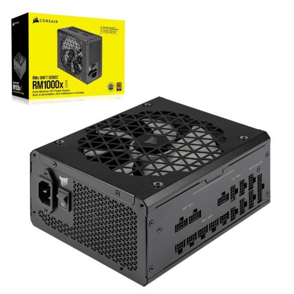 Corsair RM1000x Shift Fully Modular ATX Power Supply - Modular Side Interface - ATX 3.0 & PCIe 5.0 Compliant - Zero RPM Fan Mode - 105°C-Rated Capacitors - 80 Plus Gold Efficiency - Black (Renewed)