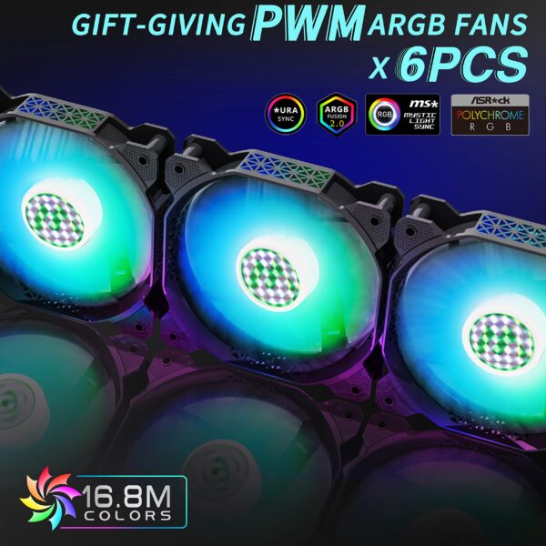 MUSETEX NN8 PC CASE ATX 6 PWM ARGB Fans Pre-Installed Bundled 1000W PC Power Supply - Image 2