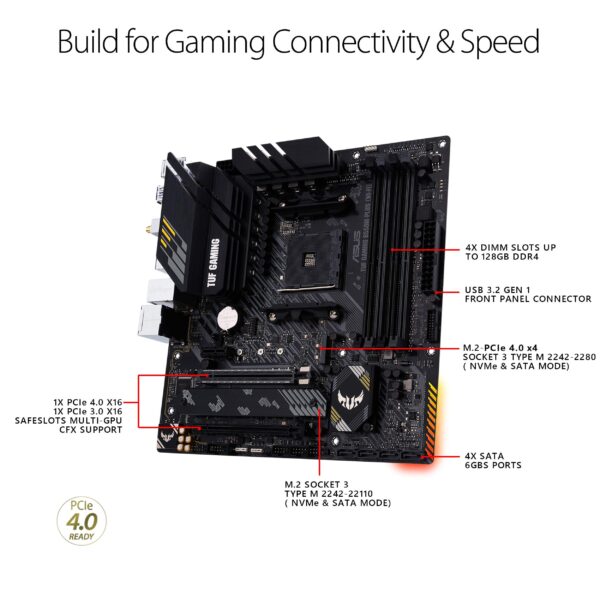 ASUS TUF Gaming B550-PLUS WiFi II AMD AM4 (3rd Gen Ryzen™) ATX Gaming Motherboard (PCIe 4.0, WiFi 6, 2.5Gb LAN, BIOS Flashback, USB 3.2 Gen 2, Addressable Gen 2 RGB Header and Aura Sync) (Renewed) - Image 4