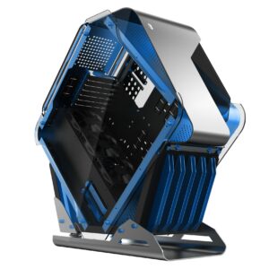 HOBBYT Rhombus All Aluminum Alloy Water-Cooling Game PC Case Mid-Tower Computer Case Supports BTX,ITX,microATX,ATX (Blue Case)