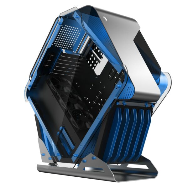 HOBBYT Rhombus All Aluminum Alloy Water-Cooling Game PC Case Mid-Tower Computer Case Supports BTX,ITX,microATX,ATX (Blue Case)
