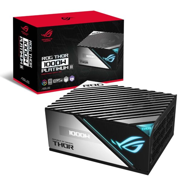 ASUS ROG Thor 1000W Platinum II Fully Modular Power Supply (1000 Watt, 80+ Platinum, Lambda A++ Certified, ROG Heatsinks, 135mm PWM Fan, 0dB Mode, OLED Panel, Sleeved Cables, Aura Sync) (Renewed)