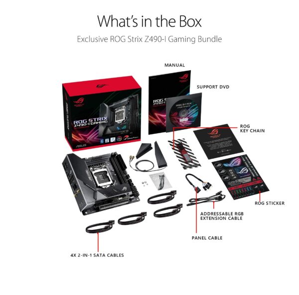 ASUS ROG Strix Z490-I Gaming Z490 (WiFi 6) LGA 1200 (Intel 10th Gen) Mini-ITX Gaming Motherboard, DDR4 4800, Intel 2.5 Gb Ethernet, USB 3.2 Front Panel Type-C, HDMI 2.0a, Aura Sync (Renewed) - Image 6