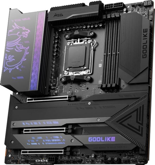 MSI MEG X670E GODLIKE Gaming Motherboard (AMD Ryzen 8000/7000, AM5, DDR5, PCIe 5.0, SATA 6Gb/s, M.2, USB 3.2 Gen 2, Wi-Fi 6E, HDMI/DP, 10Gbps Dual LAN, SLI, EATX) (Renewed) - Image 3