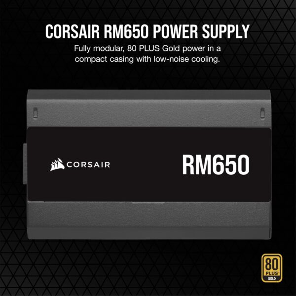 CORSAIR RM650 80 Plus Gold Fully Modular Low-Noise ATX 650 Watt Power Supply - NA - Black (Renewed) - Image 2