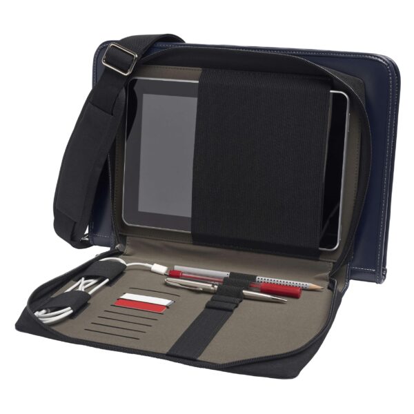Broonel Blue Leather Laptop Messenger Case - Compatible with ASUS Chromebook Flip C434 2-in-1 14 Laptop - Image 4