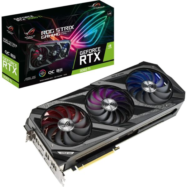 ASUS ROG Strix NVIDIA GeForce RTX 3060 Ti V2 OC Edition Gaming Graphics Card (PCIe 4.0, 8GB GDDR6, LHR, HDMI 2.1, DisplayPort 1.4a, Axial-tech Fan Design, 2.9-slot, Super Alloy Power II) (Renewed)