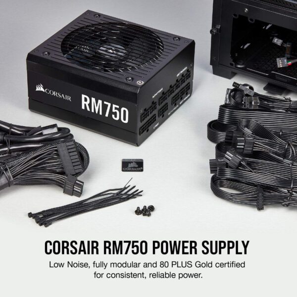 Corsair RM Series, RM750, 750 Watt, 80+ Gold Certified, Fully Modular Power Supply, Microsoft Modern Standby (Renewed) - Image 2