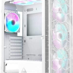Montech X3 Mesh 6pcs, 3 x 140mm& 3 x 120mm Fixed RGB Lighting Fans ATX Mid-Tower PC Gaming Case, USB3.0, Door Open Tempered Glass Side Panel, High Airflow, White