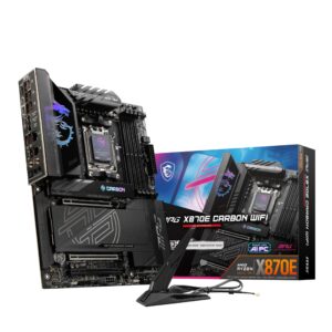 MSI MPG X870E Carbon WiFi Gaming Motherboard (AMD Ryzen 9000/8000/7000 Series Processors, AM5, DDR5, PCIe 5.0, M.2 Gen5, SATA 6Gb/s, USB 40Gbps, HDMI, Wi-Fi 7, Bluetooth 5.4, 5Gbps LAN, ATX) (Renewed)