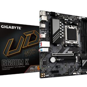 GIGABYTE B650M K (AM5/ LGA 1718/ AMD/ B650/ Micro-ATX/ 5-Year Warranty/ DDR5/ 2X PCIe 4.0 M.2/ PCIe 4.0/ USB 3.2 Gen2 Type-C/ 2.5GbE LAN/Motherboard) (Renewed)