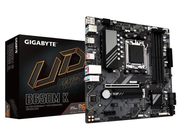 GIGABYTE B650M K (AM5/ LGA 1718/ AMD/ B650/ Micro-ATX/ 5-Year Warranty/ DDR5/ 2X PCIe 4.0 M.2/ PCIe 4.0/ USB 3.2 Gen2 Type-C/ 2.5GbE LAN/Motherboard) (Renewed)