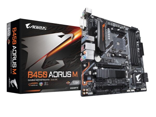GIGABYTE B450 AORUS M (AMD Ryzen AM4/M.2 Thermal Guard/HDMI/DVI/USB 3.1 Gen 2/DDR4/Micro ATX/Motherboard) (Renewed)