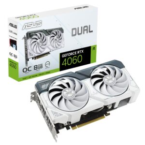 ASUS Dual GeForce RTX™ 4060 OC White Edition 8GB GDDR6 (PCIe 4.0, 8GB GDDR6, DLSS 3, HDMI 2.1a, DisplayPort 1.4a, 2.5-Slot Design, Axial-tech Fan Design, 0dB Technology, and More) (Renewed)