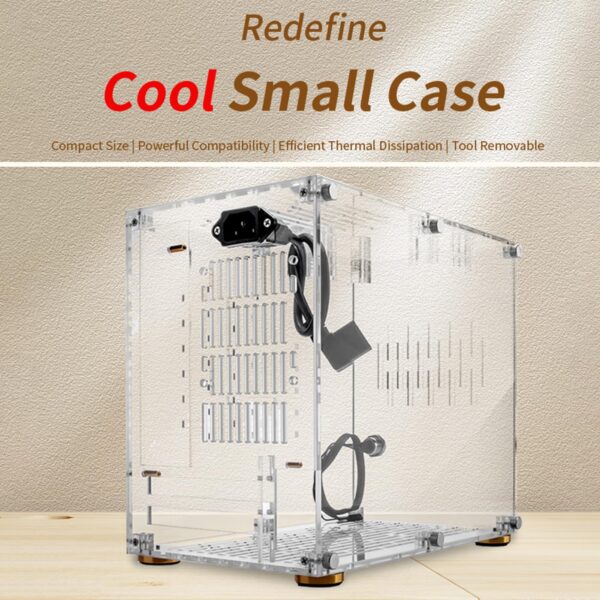 HUIOP Small Computer Case Plexiglass Shell Compact PC Case Desktop PC Case ITX Motherboard 210mm Graphics Card SFX Power Supply All-Round Heat Dissipation PC Chassis, White - Image 3