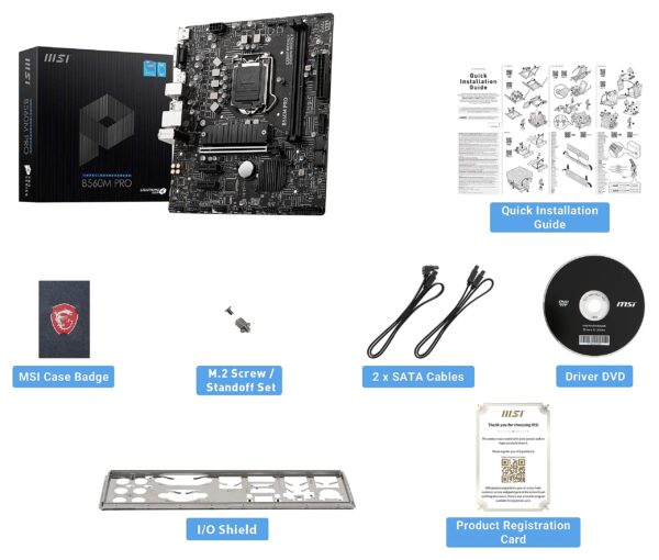 MSI B560M PRO ProSeries Motherboard (mATX, 11th/10th Gen Intel Core, LGA 1200 Socket, DDR4, PCIe 4, CFX, M.2 Slots, USB 3.2 Gen 2, DP/HDMI) (Renewed) - Image 7