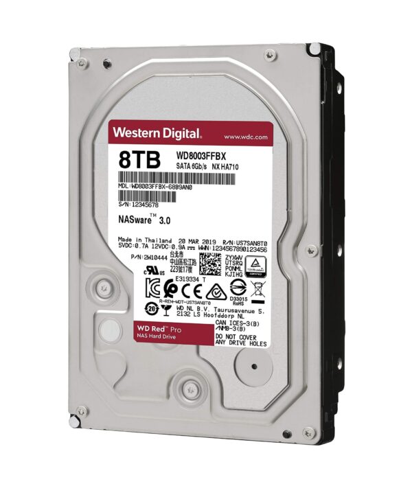 WD Red Pro 8TB NAS Internal Hard Drive - 7200 RPM Class, SATA 6 Gb/s, CMR, 256 MB Cache, 3.5 - WD8003FFBX (Renewed) - Image 2