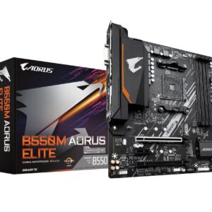 Gigabyte GIGABYTE B550M AORUS Elite (AM4/ AMD/ B550/ Micro-ATX/ DDR4/ Dual M.2/ PCIe 4.0/ Realtek GbE LAN/Gaming Motherboard) (Renewed)