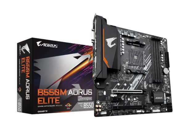 Gigabyte GIGABYTE B550M AORUS Elite (AM4/ AMD/ B550/ Micro-ATX/ DDR4/ Dual M.2/ PCIe 4.0/ Realtek GbE LAN/Gaming Motherboard) (Renewed)