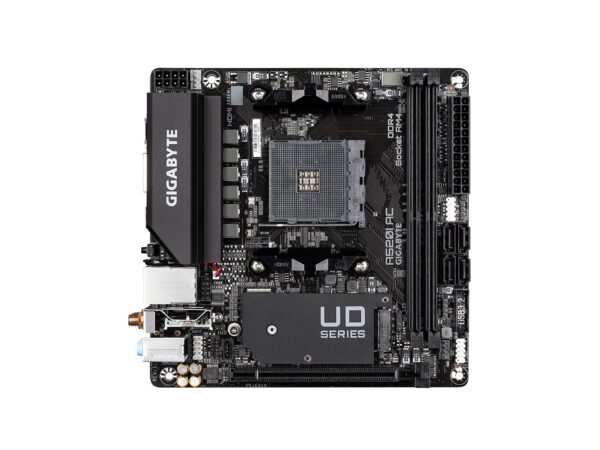 Gigabyte A520I AC (AMD Ryzen AM4/Mini-ITX/Direct 6 Phases Digital PWM with 55A DrMOS/Gaming GbE LAN/Intel WiFi+Bluetooth/NVMe PCIe 3.0 x4 M.2/3 Display Interfaces/Q-Flash Plus/Motherboard) (Renewed) - Image 2