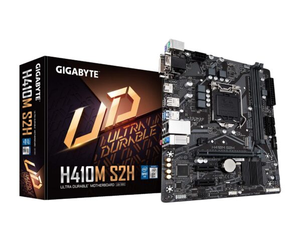 Gigabyte H410M S2H (LGA1200/ Intel/ H410/ Micro ATX/Ultra Durable/M.2/SATA 6Gb/s/8118 Gaming LAN/ DDR4/ HDMI 1.4/ DVI-D/Motherboard) (Renewed)